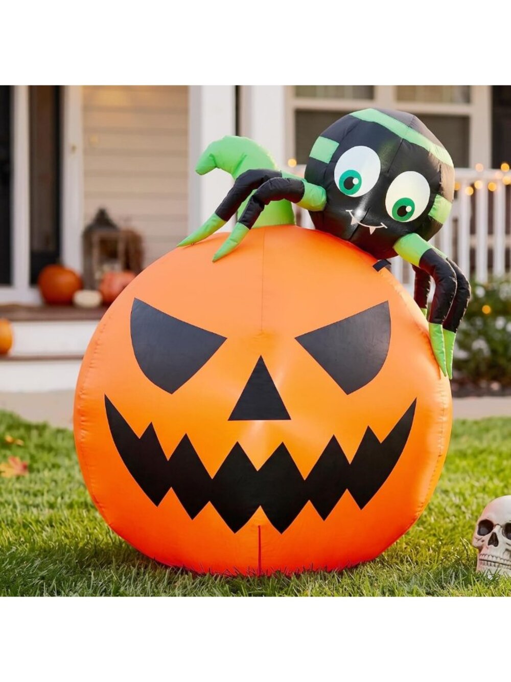 4FT Halloween Inflatable Spider & Pumpkin - Outdoor Yard Decor for Spooky Fun